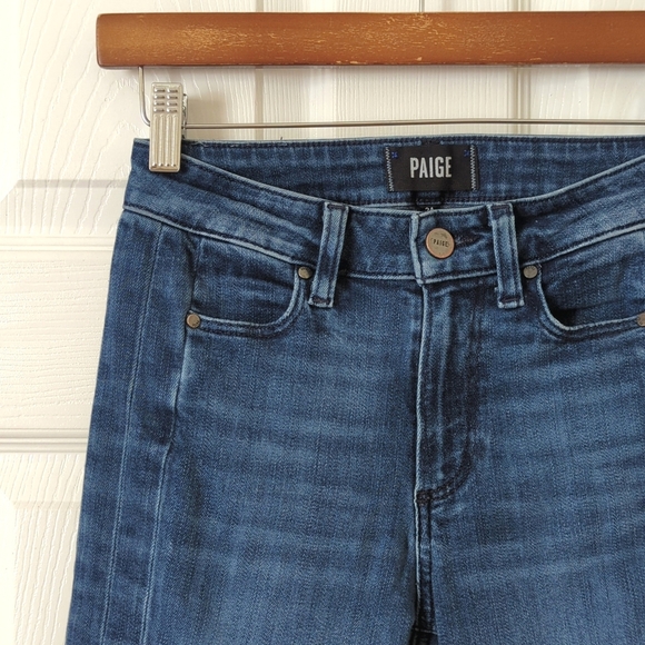 Paige Hoxton Classic Medium Wash High Waisted Ankle Cropped Skinny Jeans 24 - Picture 11 of 14